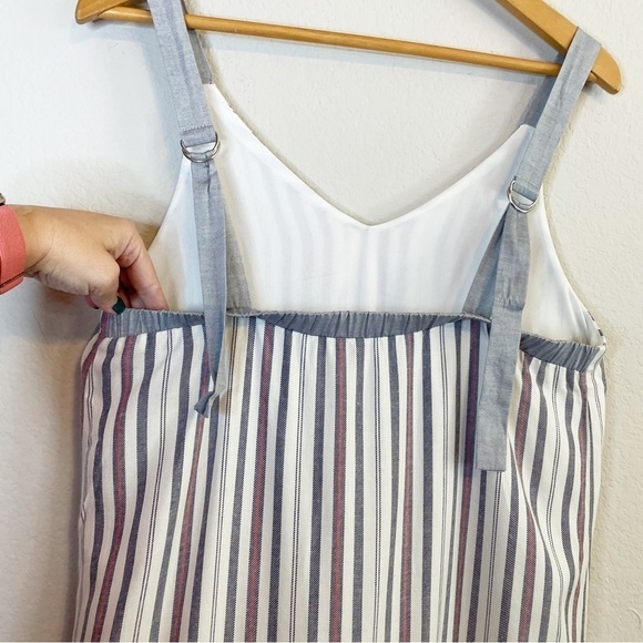 Doe & Rae Blue Gray Beachy Stripe Sleeveless Maxi Dress Size Medium - Picture 6 of 9